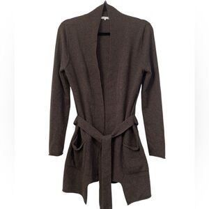 360 Cashmere Brown Belted Cardigan, Size Small